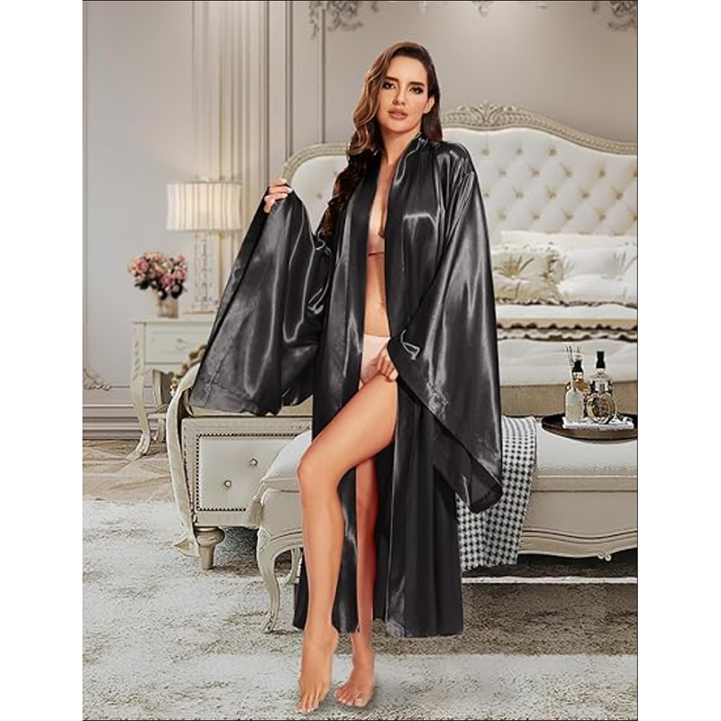 Robe Silk Women - Gaun pengantin kimono sutra panjang elegan