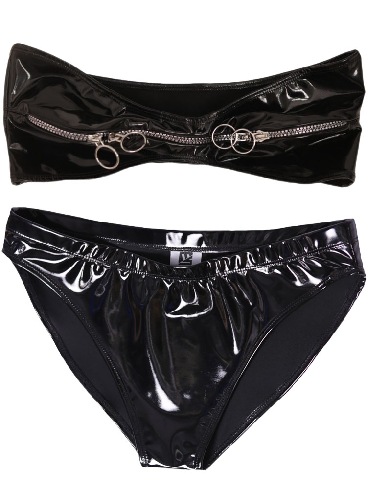 Atasan Bustier PVC Wet Look de - Thong Bikini Women ulasan dan harga